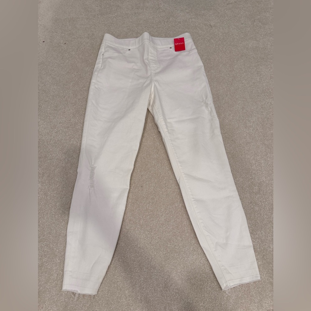 SPANX Distressed Skinny Jean White Size XL NWT